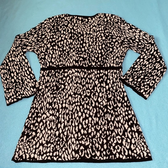MICHAEL KORS cheetah knit tunic v neck wrap long sleeve waist drawstring size XS - Picture 3 of 10